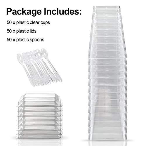 EASERCY 5 oz Plastic Dessert Cups with Lids and Spoons 150 Pcs Serves 50, Yogurt Parfait Appetizer Cup for Party, Dessert Shooter Cups for Pudding Jello and Fruit by EASERCY - Image 3