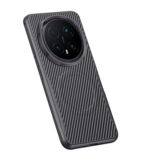 LTLMYDAM Magnetic Case for Honor Magic 8 Pro/8, Carbon Fiber Texture Shockproof Armor PC Cover Ultra Thin Silicone Cushioning Shell,Black,8 Pro