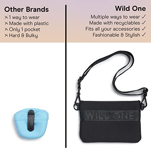 Wild One, Black Treat Pouch, Fanny Pack, Cross-Body Bag, Wear Two Ways, Made From Recycled Knit, Poop Bag Dispenser, The Perfect Accessory For Dog Training #TOP2
