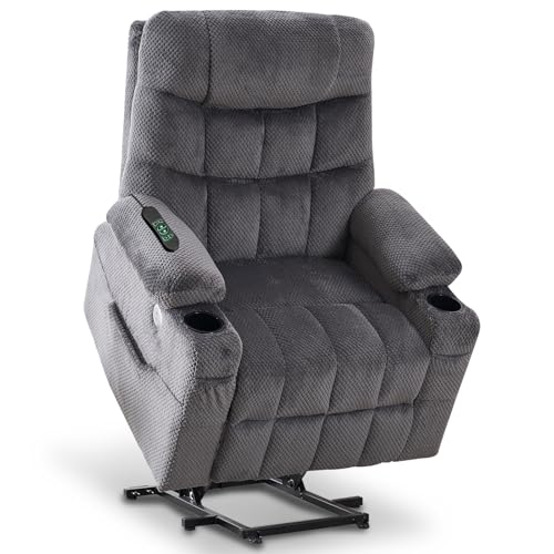 Syrhrei Dual Motor Elderly Lift Chair with Independent Backrest & Footrest Adjustment, Oversized Design,Extended Footrest, USB & Type-C Charging Ports, Built-in Cupholder for Living Room Comfort