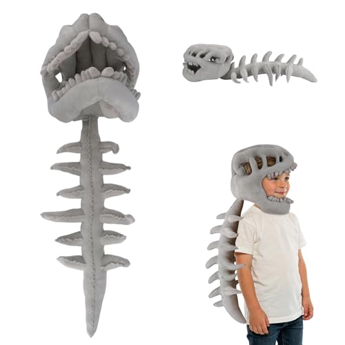 Mikovivi Costume de Squelette Dinosaure pour enfants, Tenue Dinosaure en Peluche Réaliste avec Design Squelette 3D Idéale pour Halloween et Accessoires Cosplay à Thème