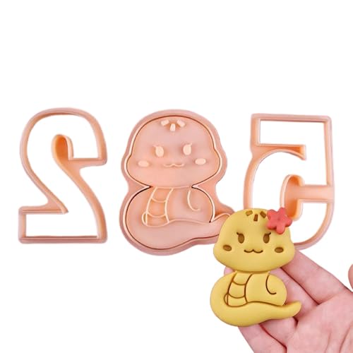 Cortadores de Galletas Serpiente Año Nuevo 2025,Cortadores de Galletas Año Nuevo 2025 - Cortadores de Galletas Año Nuevo 2025 | Juego de sellos para el Festival de Primavera, 3 utensilios para hornear