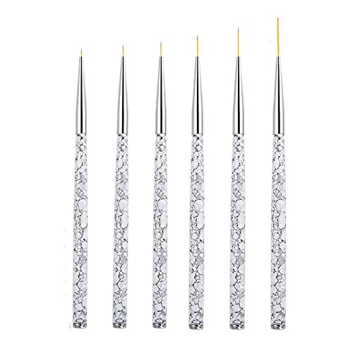 Lot de 6 pinceaux professionnels pour nail art, peinture gel UV pour nail art - 5/7/9/11/15/20 mm (6 paquets de marbre blanc) Cover