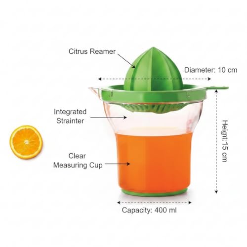 Image of Manual Citrus Juicer with Squeezer Cone 1 Pc | Transparent Juice Collector Hand Juicer | Portable Orange Lemon Lime Juicer, BPA Free Easy Clean Juice Maker