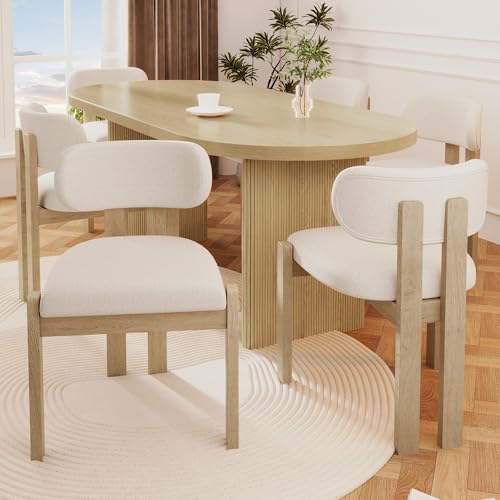 NADEUSAK Juego de 6 sillas de comedor de madera maciza, color natural, cómodas y transpirables, adecuadas para comedor, sala de estar, cafeterías