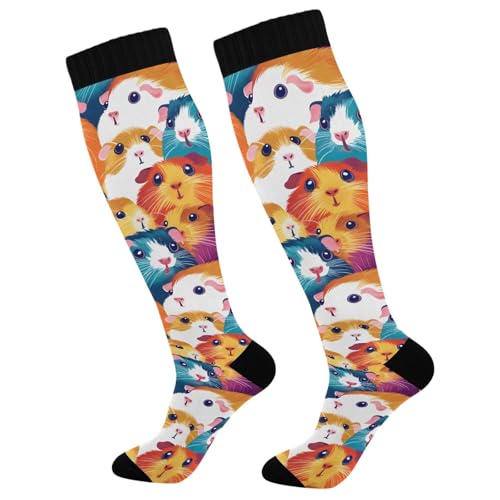 ALAZA Athletic Compression Socks Knee High Socks Stockings for Women Guinea Pigs Running Circulation Sport Football