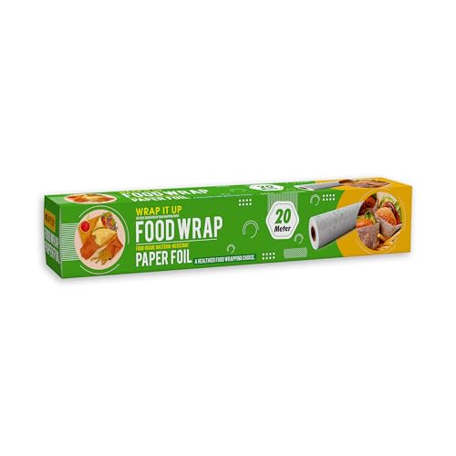 Food Wrapping Paper Roll - Premium Non-Stick Food Wrap 11 Inch 20 Meters, 40 GSM, Safe & Fresh, Butter Paper Roll