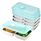 Jonikuper 4 Set Edelstahl Snack Container 2 Fach Kleine Frischhaltedosen mit auslaufsicheren Deckeln...