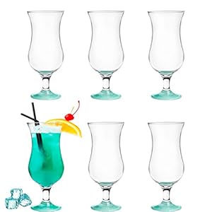 Platinux Cocktailglazen 400ml (max. 470ml) Glasset (6-delig) Longdrinkglazen Feestglazen Milkshake Glazen Groot Blauw