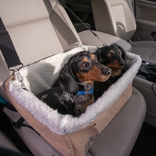 Alpha Paw Dog Car Safety Seat for Small Dogs, Booster Pet Carrier with Metal Frame for Cars, Trucks and SUVs with Breathable and Soft Washable Inner Fleece, Holds Up to 33 lbs