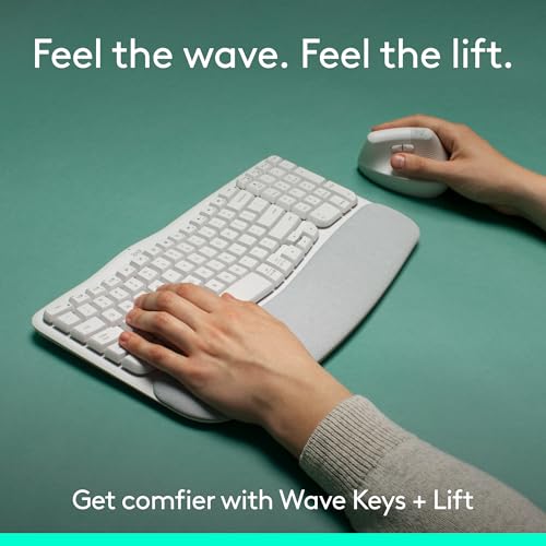 Image of Logitech Wave Keys & Lift Vertical Mouse - Ergonomic Wireless Keyboard and Mouse Combo - with Cushioned Palm Rest, Easy-Switch, Bluetooth, for Multi-OS, Windows /Mac - Off-White