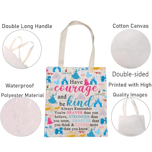 Bolso tote BNQL 'Ten valor y sé amable', inspirado en cuentos de hadas, ideal para fans de películas miniatura 6