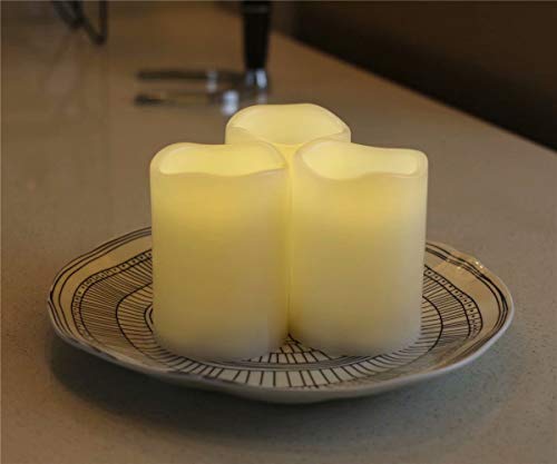Image of Set of 3 Outdoor IP44 Warm White LED Rainproof Waterproof Flameless Battery LED Pillar Candles with Remote and Timer, Plastic, Won't Melt, Weather Resistant Design 3 x 4 inch, Timer 24hours
