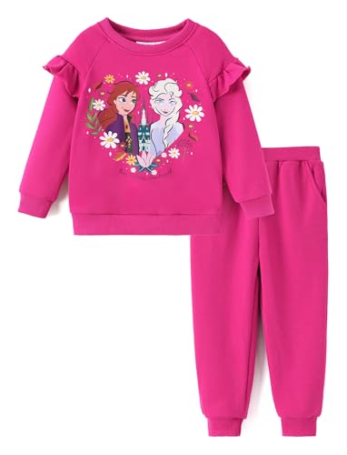 Image of Disney Frozen Toddler Girl Outfits Long Sleeve Shirt and Pocket Pant Clothing Sets Fall Casual Pullover Dailywear
