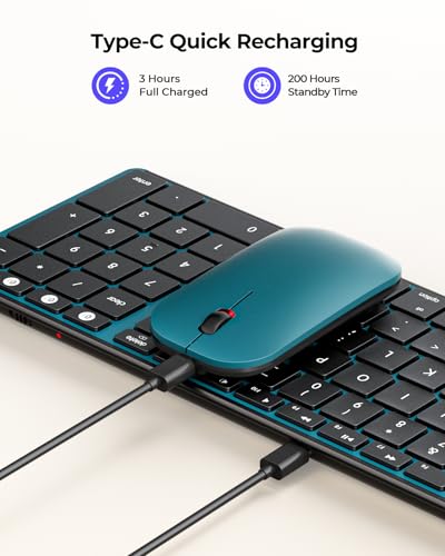 Image of seenda SKM64-2 Bluetooth Wireless Keyboard and Mouse Combo for Mac, Silent | Triple Bluetooth for 3-Device Switching, Rechargeable, Compact Slim Combo for MacBook Pro /Air iPad iPhone, Black Blue