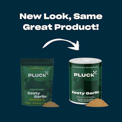Pluck Zesty Garlic Organ Meat Blend Seasoning | From Grass-Fed & Grass-Finished Pastured Beef Organs with Redmond Real Sea Salt | As Seen on ABC’s Shark Tank | 60 Servings