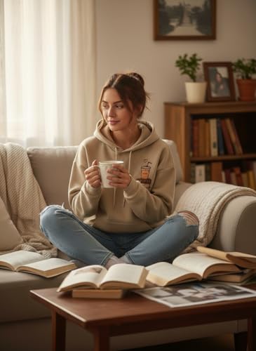 Image of inchGLASGO Trendy Girl's & Women's Printed Hoodie - Aesthetic Winter wear for Women |Oversized Casual Streetwear | Coffee Lovers Sweatshirt inch