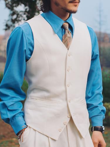 Men Cotton Vest Beach Wedding Summer Leisure Waistcoat Casual Vest For Men Groomsmen2