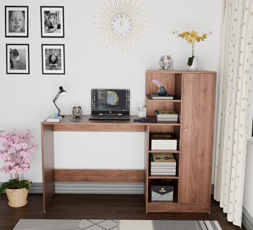 Image of SPYDER CRAFT Multipurpose Desk for Office, Study with Book Storage Engineered Wood Multipurpose Table (Free Standing, Finish Color - Columbain Walnut Brown, DIY(Do-It-Yourself))