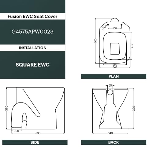 Image of Ceromax Ceramic Floor Mounted EWC Combo with Seat Cover (PP) - P Trap Commode 52 X 36 X 40 cm (White Glossy Finish) for Bathrooms (P Trap)