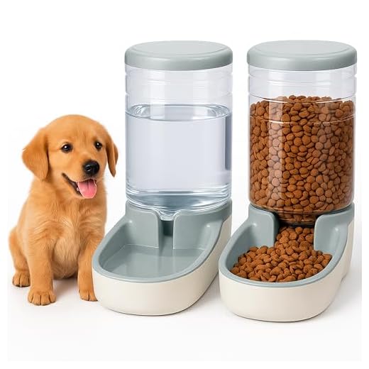 Edipets, Dispensador para Gatos y Perros, Comida y Agua, Pack 2 Unidades, Automático, 3.8 L c/u, Comedero, Alimentador y Bebedero para Mascotas (Gris)