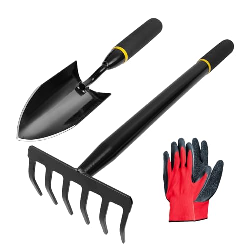 Garden Tool Set, 2 Piece Heavy Duty Gardening Hand Tools with Com...