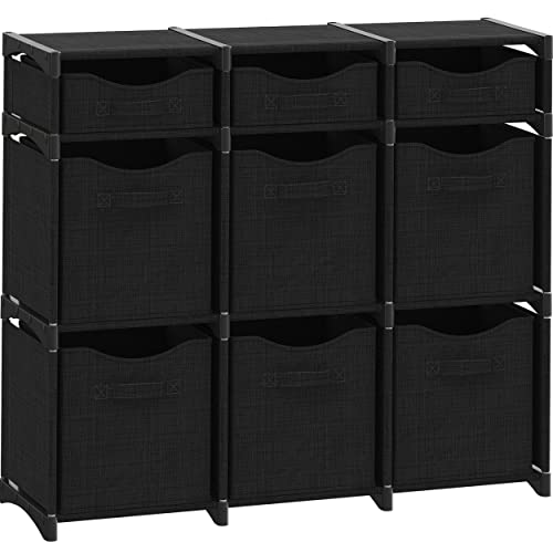 Cube Storage Organizer with Storage Bins Included - The Perfect Closet Organizers and Storage Solution. Includes 9 Storage Cubes, Great For Toy Storage, Closet Storage, Clothes Storage (Black) by NEATERIZE - Used condition - US$52.47