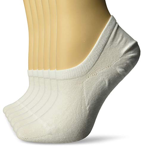 Amazon Essentials Women's 6-Pack Stay in Place Cotton Sneaker Liner Socks, White, Shoe Size: 8-12