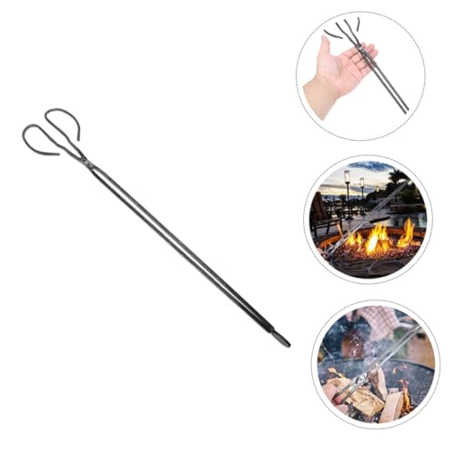 Pinzas largas para chimenea con mango protector del calor en hierro resistente jojofuny 4