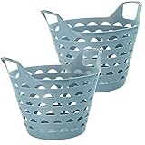 Wäschekorb Flexi, 2er Set, 31 x 40 x 34 cm (ca. 14 Liter), mit Griffen, blau, Made in EU