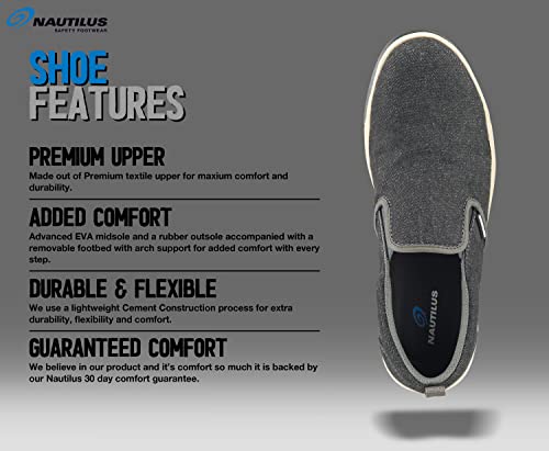 Image of Nautilus Safety Footwear Westside Women's Casual Work Shoe by FSI: Oil and Slip Resistant, Steel Safety Toe, Premium Textle Upper, N1435-Charcoal Black