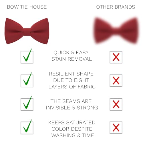 Image of Bow Tie House Mens Bowties Pre-tied Shape Clip on Bowtie Solid Men Formal Wear for kids, baby boys, toddler any age bow ties
