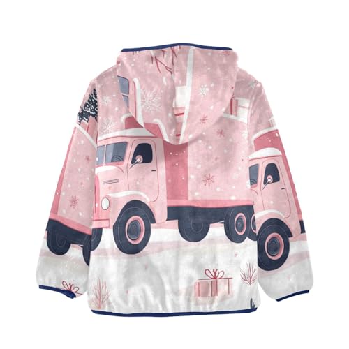Cute Big Truck with Christmas Gifts Girls Fleece Jacket Girls Fall Jacket Girls Zip Up Hoodie Girls Sherpa Jacket 2-10T2