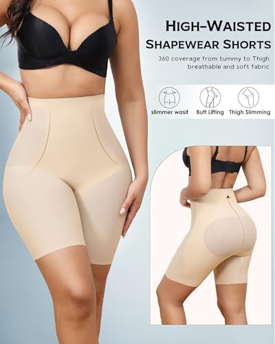LEVAO High Waisted Tummy Control Shorts for Women Shapewear with Steel Bones, Seamless Body Shaper Panties Anti-Roll Down3