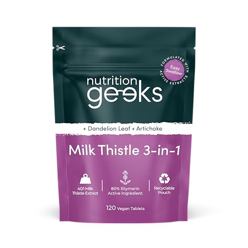 Milk Thistle Tablets 3-in-1 Complex - 120 Tablets (2 Month Supply) - 100mg Extract 80% Silymarin with Artichoke & Dandelion Leaf (Not Milk Thistle Capsules or Tincture) - Vegan - UK Made Supplement
