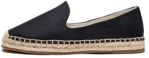 Image of Men's Classic Suede Canvas Round Cap Toe Espadrilles Loafers Pure Color Slip On Comfortable Flats Shoes