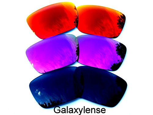 Galaxylense Replacement Lenses for Oakley Fuel Cell Black&Purple&Red Color Polarized,FREE S&H. 3 Pairs2