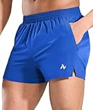 Nepest Men's 3 inch Running Shorts with Liner Dry Fit Athletic Gym Active,Workout Shorts with Pocket Royal Blue S