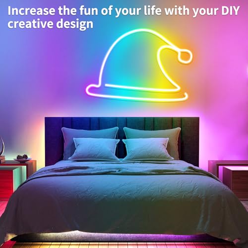 Image of 32.8ft LED Neon Lights with Remote and APP Control, IP65 Waterproof Flexible Neon Strip Lights 24V RGB LED Rope Lights for Bedroom,Living Room,DIY Decoration(with Snap &Screws) | Flexible Neon Strip Lights 24V RGB LED Rope Lights for Bedroom,Living Room,DIY Decoration(with Snap &Screws)
