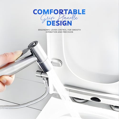 Image of Amazon Basics Premium SS 304 Health Faucet Gun Only | Jet Spray for Toilet | Durable Bathroom Bidet Spray Head | Chrome Finish