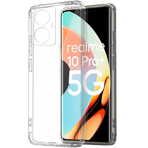 Image of TheGiftKart Back Cover Soft Case for Realme 10 Pro Plus 5G | Camera Protection | Inbuilt Dust Plugs & Anti-Slip Grip | Ultra Clear Slim Back Cover Case for Realme 10 Pro Plus (Silicone | Transparent)