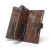 LETEULO Women's RFID Blocking Genuine Leather Wallet Vintage Hand Rubbing Wallets Organizer (Coffee)