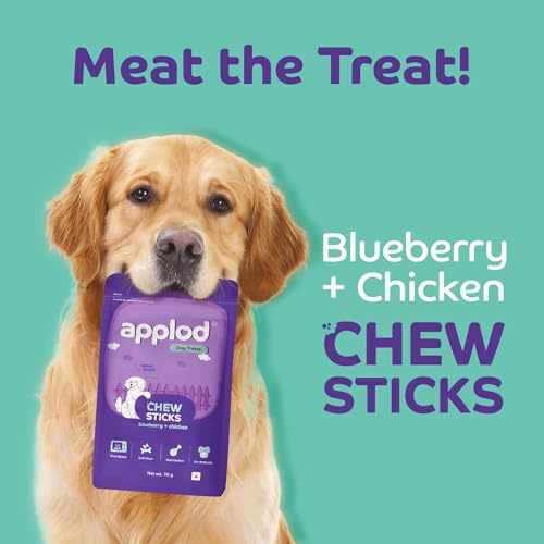Image of Blueberry & Chicken Chew Sticks for Puppies & Adult Dogs | Soft & Chewy Training Treats for All Breeds | Healthy Easy-to-Chew Dog Snacks | 70g