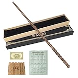 Meccol ハーマイオニー 杖 魔法の杖 セット コスチューム用小物 魔法の小道具 ハリポタ杖 スチールコア内蔵 高精度彫刻 耐久性 魔杖/マップ/咒語表/車票/収納ケース付き
