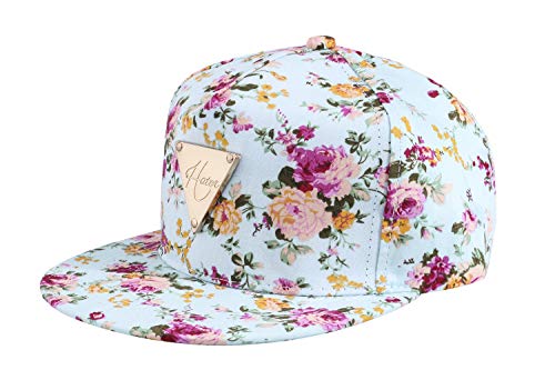 Yonala Fashion Floral Snapback Hip-Hop Hat Flat Peaked Baseball Cap for Four Seasons Green