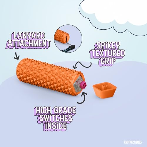 Image of Distractibles Spike Roller Clicker, Tactile Pain Stim Fidget with Clicker Switch, Pain Stimulation Roller with Lanyard (NEON Horizon)