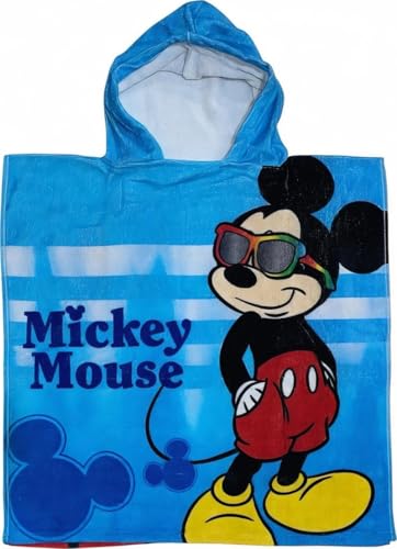 arlis Poncho De Bain en Mickey à Capuche en Coton (FR/ES, Âge, Taille Unique, Taille Normale, Poncho de Bain Mickey)