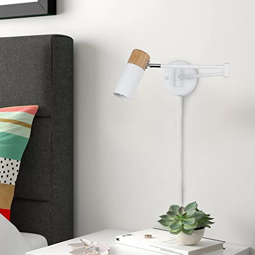 Image of COSYLUX Modern Swing Arm Plug in Wall Sconces for Bedroom, White