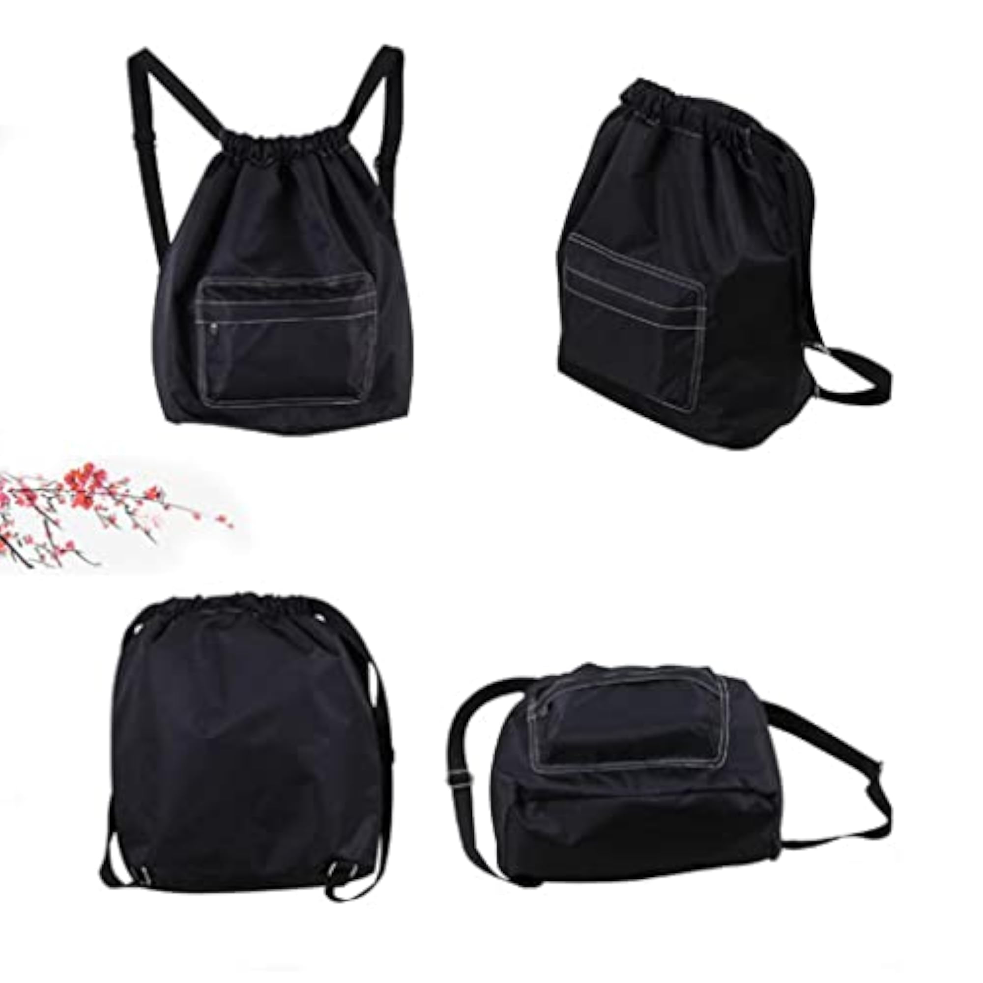 Swim Beach Drawstring Backpack for Water Sports, Black