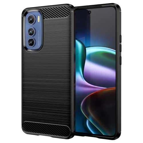 Image of NPRC Hybrid Ultra Slim Protective Case TPU Non-Slip Carbon Fiber Texture Shockproof Case Cover for Moto Edge 30 - Black